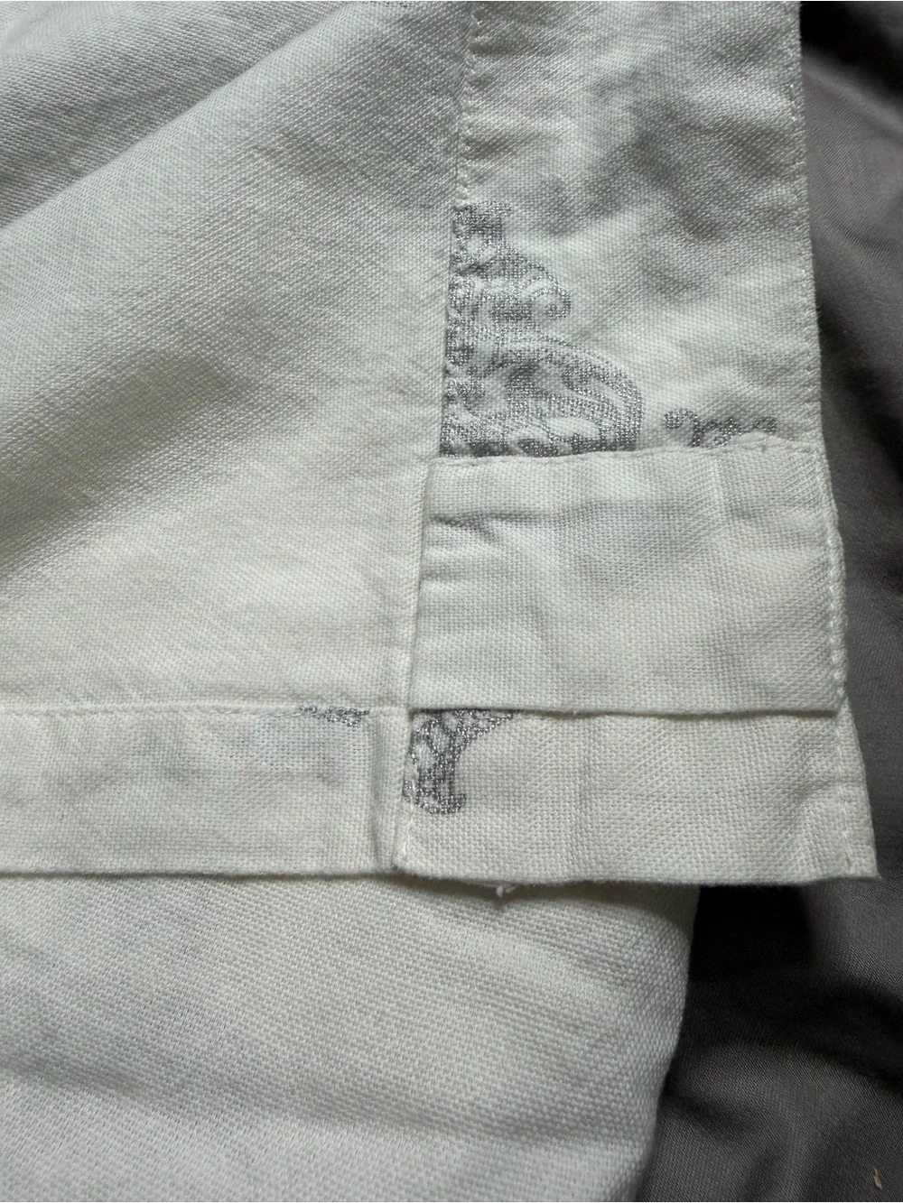 Tahari White Curtains with Light Gray Medallion Print